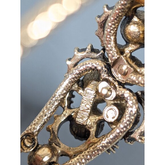 Vintage Sarah Coventry Austrian Lites Bracelet Purple Green Rhinestone Clamper 6 - Picture 8 of 10